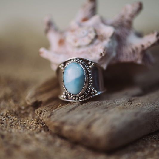 Bold Larimar Statement Ring